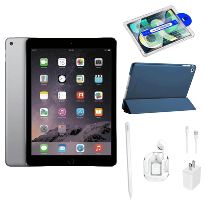 iPad Air 2 Bundle – 9.7" (Wi-Fi) – Magnetic Smart Case, Wireless Earbuds, Stylus, Screen Protector, and Charger Included (Refurbished)