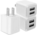 Dual Port USB Wall Charger (Milky White), Fast Charging, Compatible with iPhone 14, 13, 12, 11.