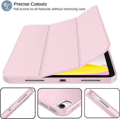 Pink Trifold Case for iPad 10th Gen (2022/2025), 11-inch, with Pencil Holder & Auto Wake/Sleep.