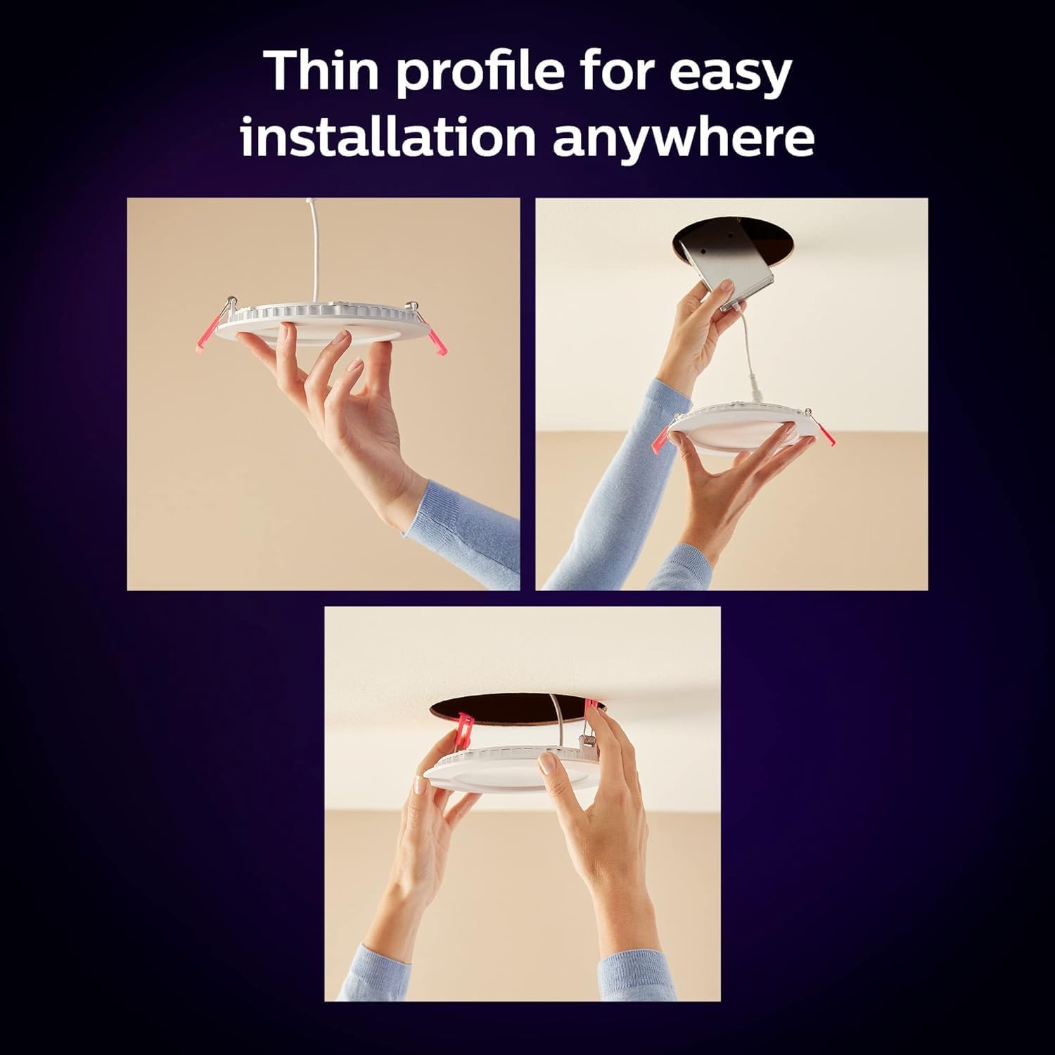Philips Hue Smart Slim 5/6 Inch LED Recessed Light - White and Color Ambiance - 6 Pack - 1200LM - Indoor Ceiling - Control with Hue App - Works with Voice Assistants