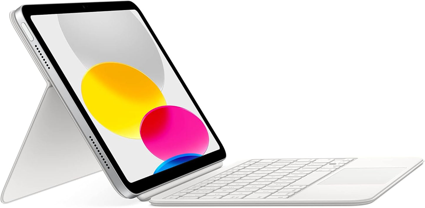Apple Magic Keyboard Folio: iPad Keyboard & case for iPad (A16&10th Generation),Bluetooth/Smart Connector,Detachable Two-Piece Design That attaches magnetically, Built-in trackpad,US English – White