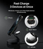 MagSafe Charger Compatible, 3-in-1 Qi2 15W Wireless Charging Station, Convertible Wireless Charger for iPhone 17, Apple Watch, AirPods, Pixel 10, Phone Stand for Travel w/ 36W Adapter - Black