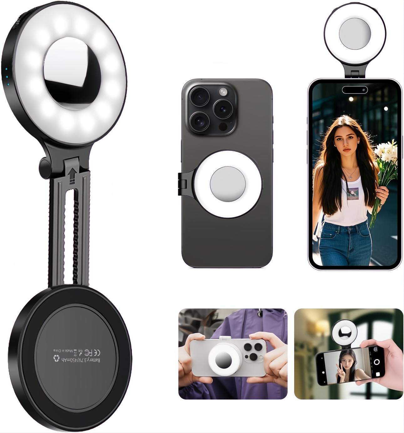 MagSafe Magnetic LED Ring Light - Portable & Rechargeable
