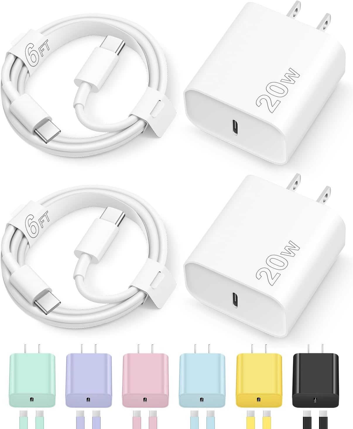 Fast Charging Type-C Charger (6ft Cable)