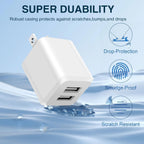 Dual Port USB Wall Charger (Milky White), Fast Charging, Compatible with iPhone 14, 13, 12, 11.