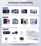 Fast Charger Block, GaN 6 Port USB C Charging Station Hub