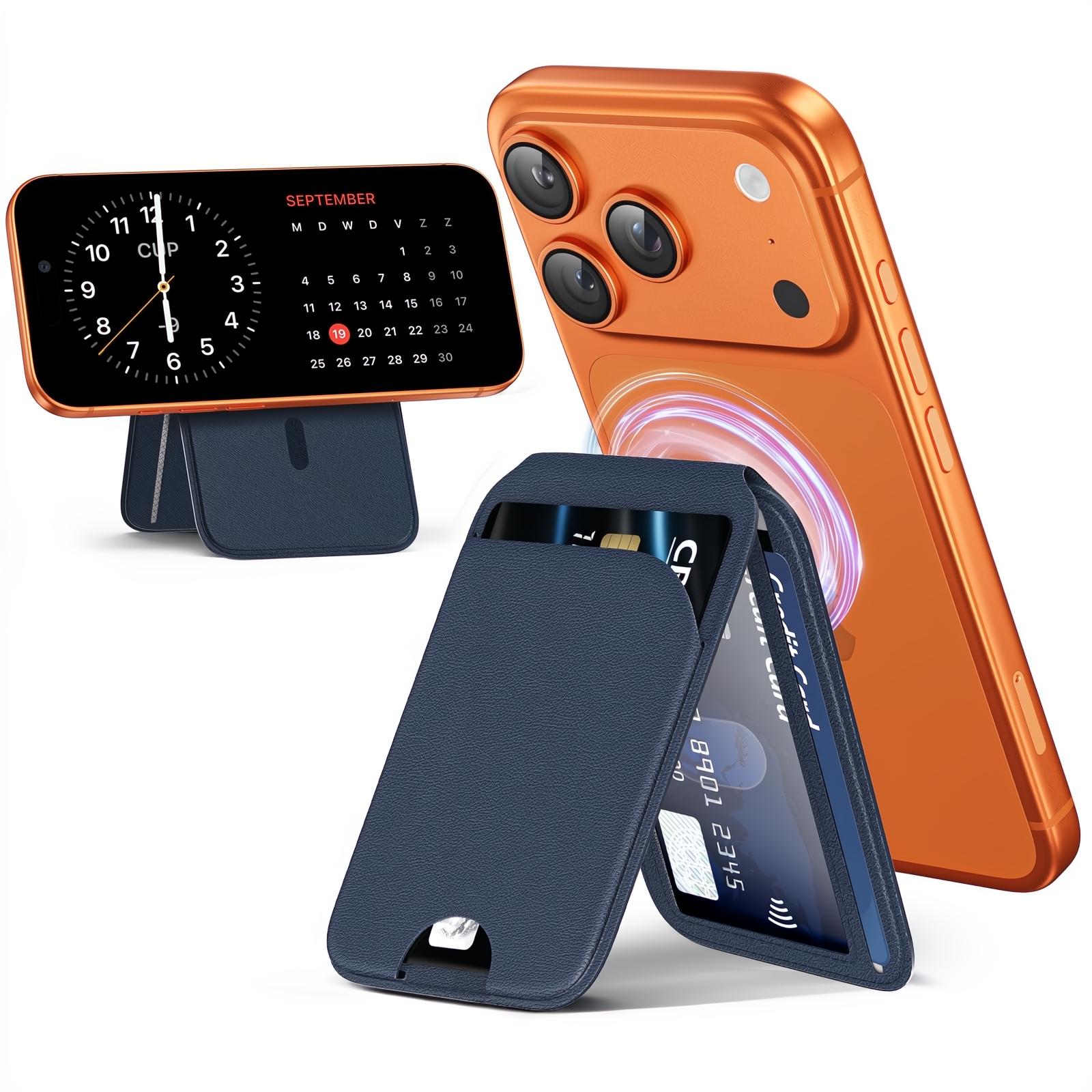 Mag-Safe Wallet Magnetic Wallet for Phone Lightweight Magnetic Phone Pouch Stand Adjustable Leather Mag-Safe Card Holder for iPhone 17/16/15/14/13/12 Series, Not for iPhone 13/12 Mini (Black)