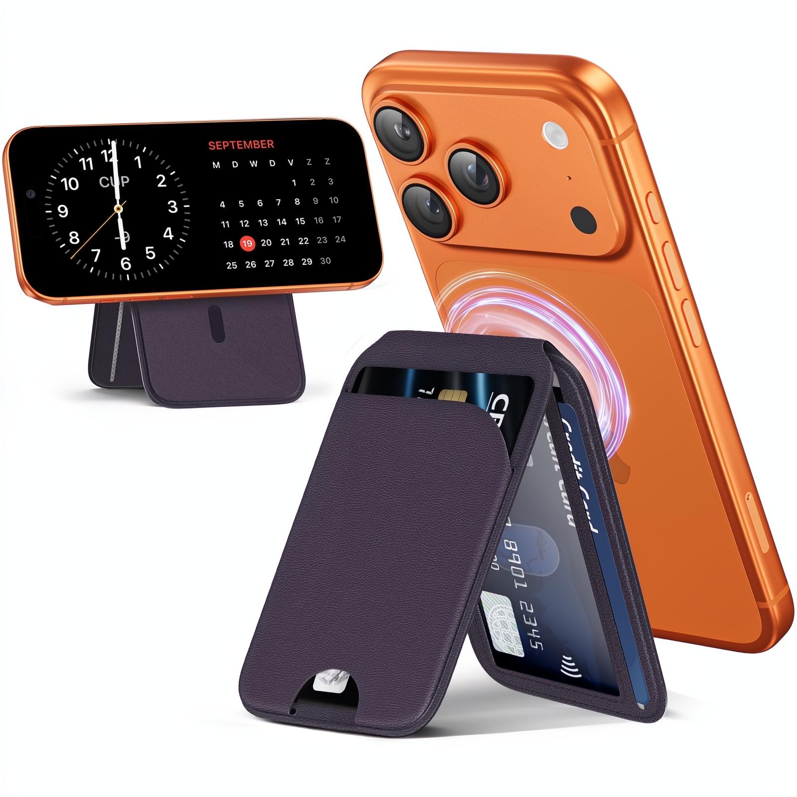 Mag-Safe Wallet Magnetic Wallet for Phone Lightweight Magnetic Phone Pouch Stand Adjustable Leather Mag-Safe Card Holder for iPhone 17/16/15/14/13/12 Series, Not for iPhone 13/12 Mini (Black)