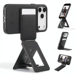 MOFT Phone Tripod Stand Selfie Stick for iPhone, Multi-Angles iPhone Stand, Lightweight & Portable Phone Holder, Strong Magnets, MOVAS Vegan Leather, Travel Essentials, Jet Black (Without Card Slot)
