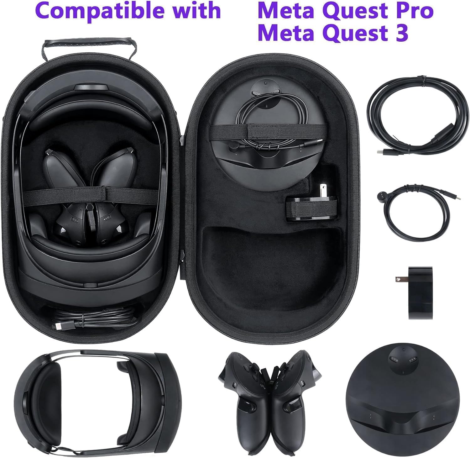 co2CREA Hard Case Compatible with Meta Quest 3 / Meta Quest Pro Virtual Reality VR Headset