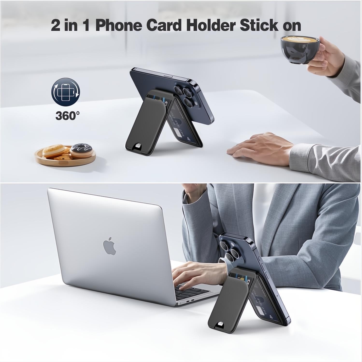 Mag-Safe Wallet Magnetic Wallet for Phone Lightweight Magnetic Phone Pouch Stand Adjustable Leather Mag-Safe Card Holder for iPhone 17/16/15/14/13/12 Series, Not for iPhone 13/12 Mini (Black)