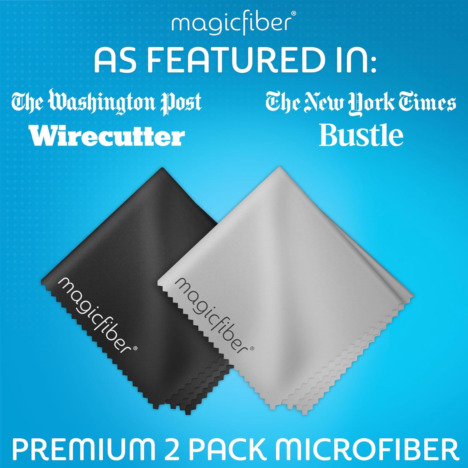MagicFiber Microfiber Cleaning Cloths (2-Pack) for Glasses, Screens, & Lens