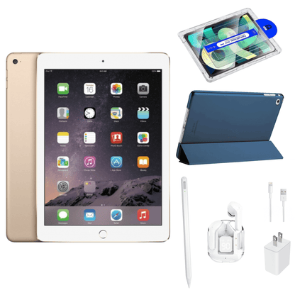 iPad Air 2 Bundle – 9.7" (Wi-Fi) – Magnetic Smart Case, Wireless Earbuds, Stylus, Screen Protector, and Charger Included (Refurbished)