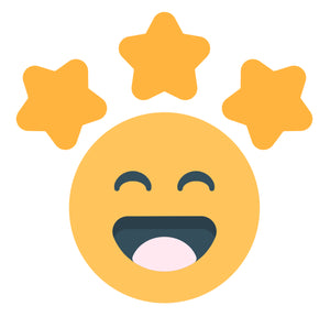 Smiling emoji with three stars above its head, representing excitement or satisfaction.