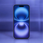 Refurbished Apple device showcasing a blue gradient display with circular shapes.