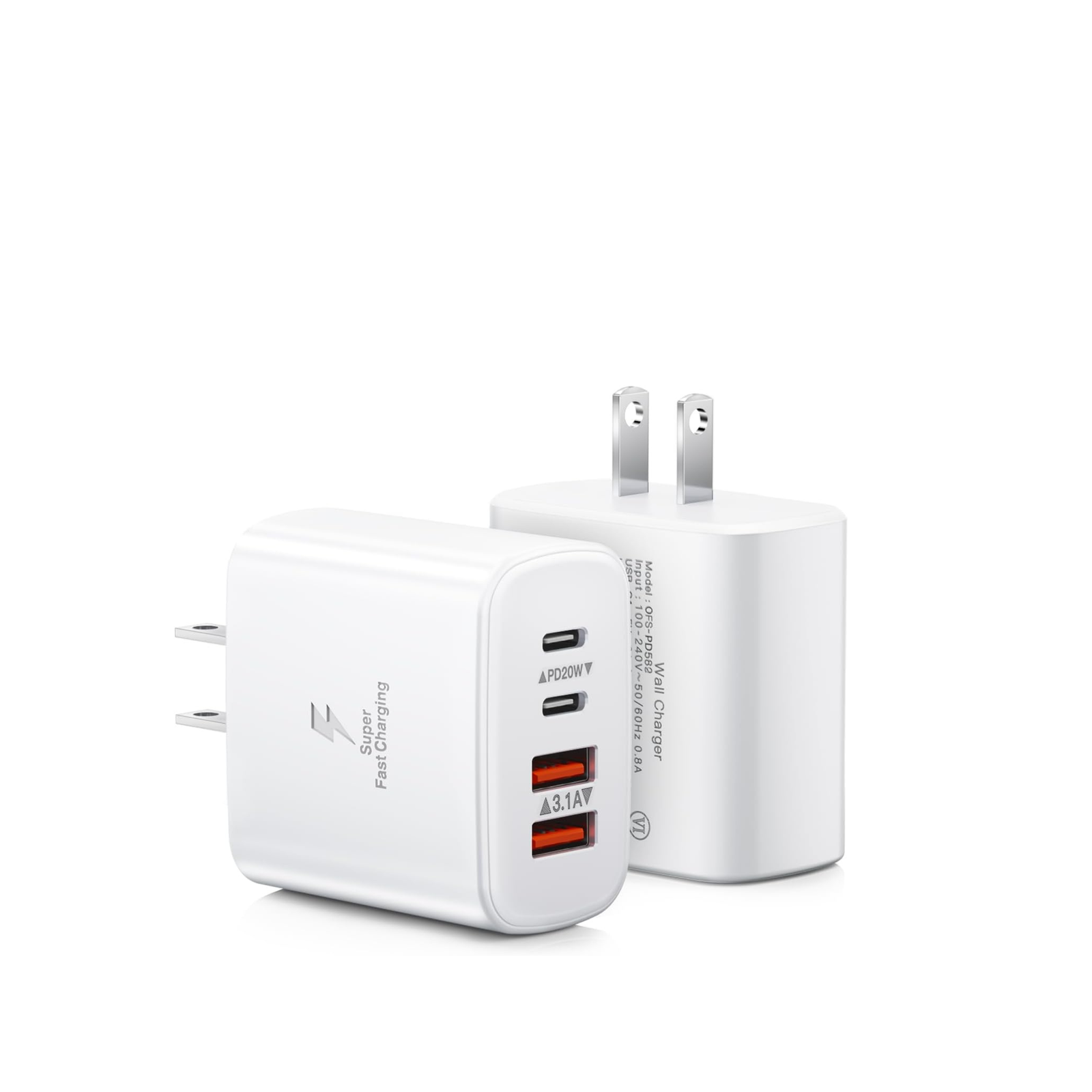 USB C Charger Block - 2-Pack 40W 4-Port USB C