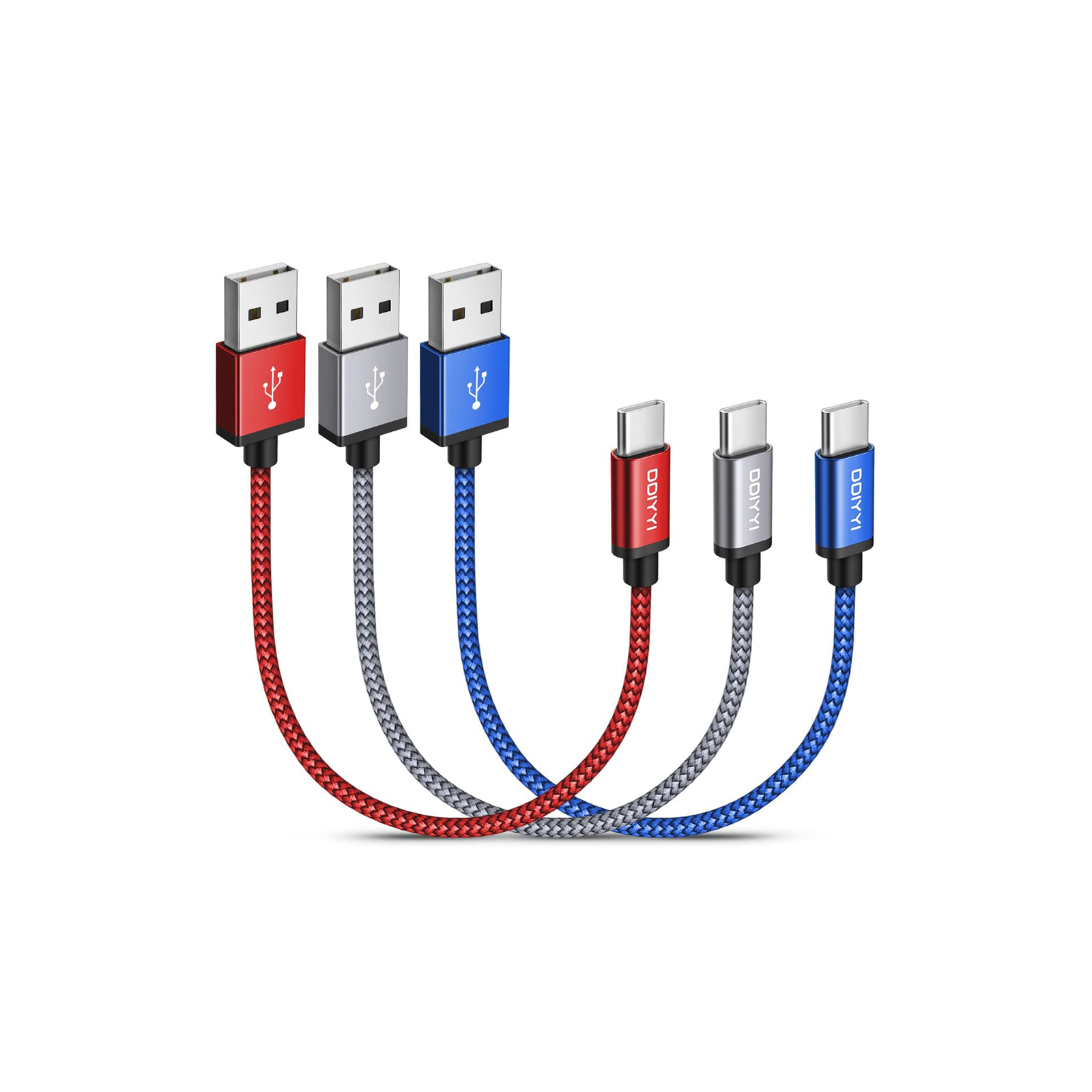 3-Pack Braided USB-A to USB-C Fast Charging Cables (3ft)