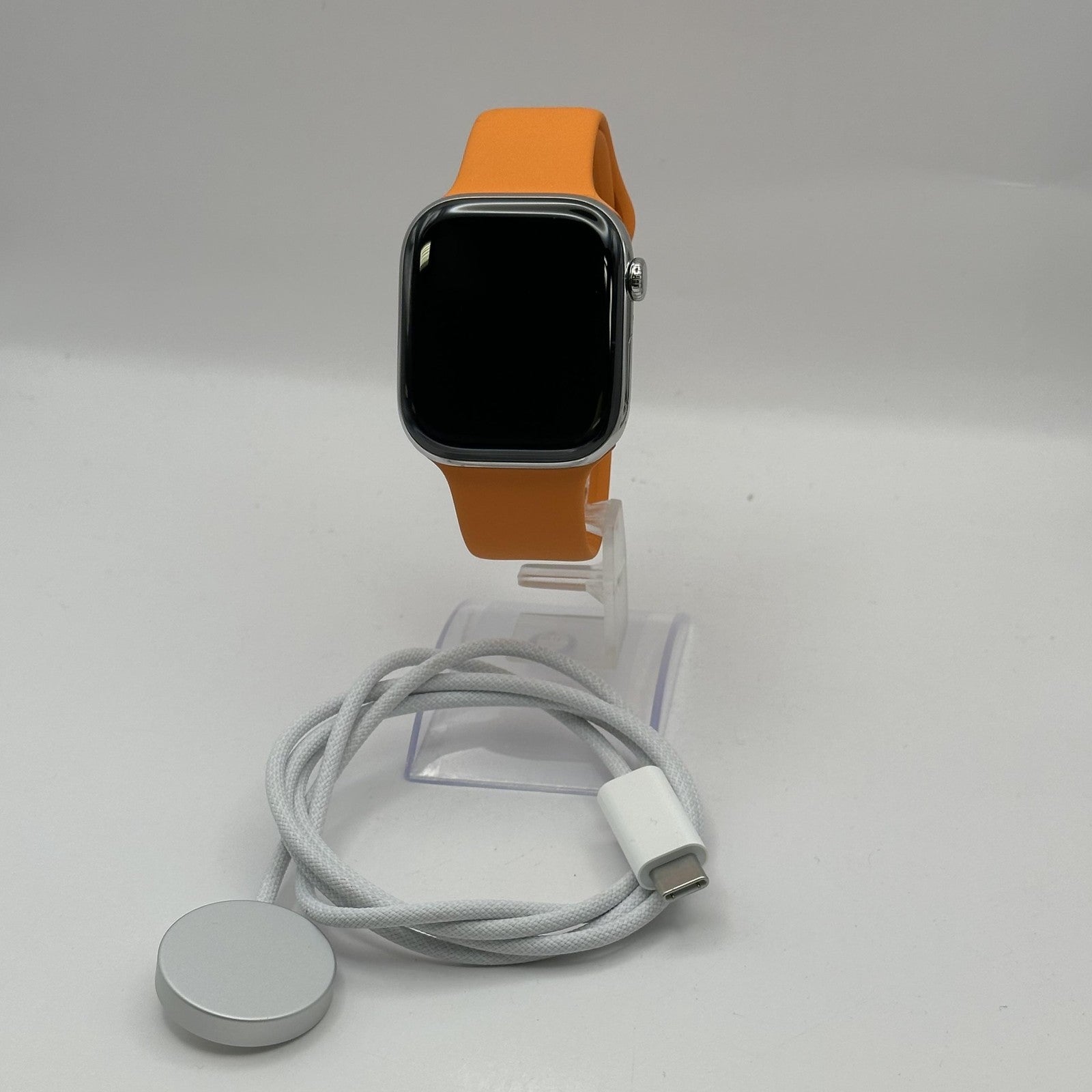 Apple Watch Hermes (Series 11) 46mm Silver Titanium (LTE) w/ Orange Sport Band