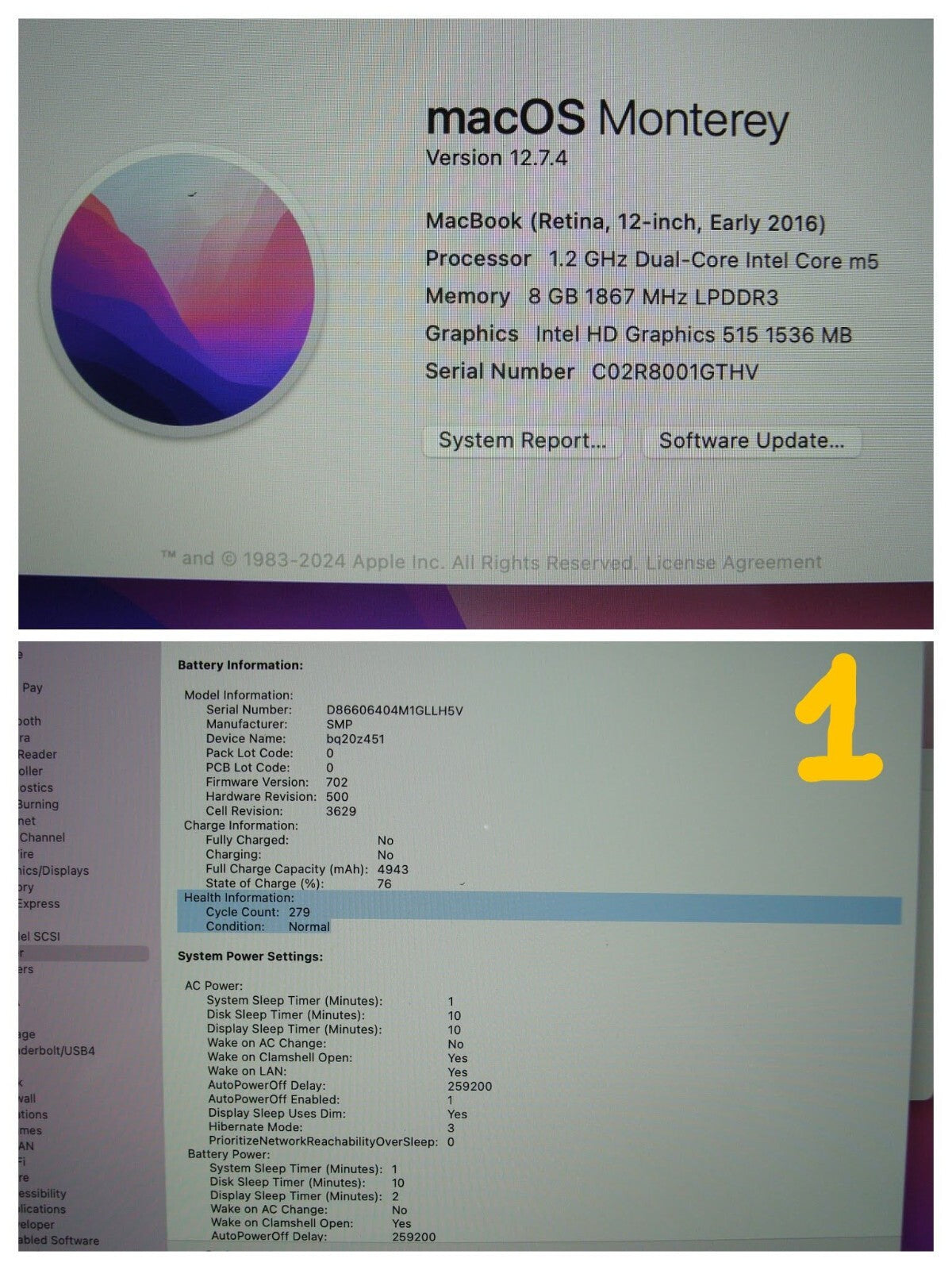 MacBook 12" A1534 (EARLY 2016) MLHC2LL/A M5-6Y54 1.2GHz 8GB 512GB SSD