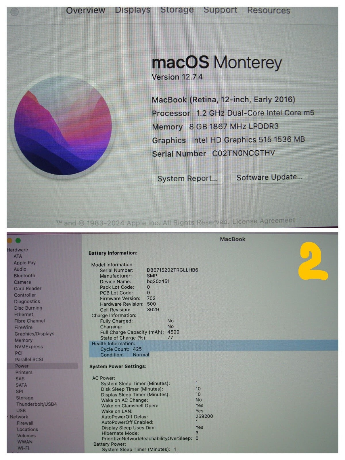 MacBook 12" A1534 (EARLY 2016) MLHC2LL/A M5-6Y54 1.2GHz 8GB 512GB SSD